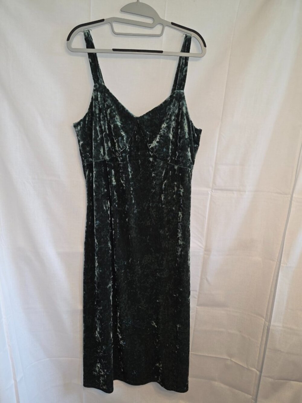 Jessica Simpson Crushed Velvet Green Slip Dress Sleeveless Midi XL Fairy Boho